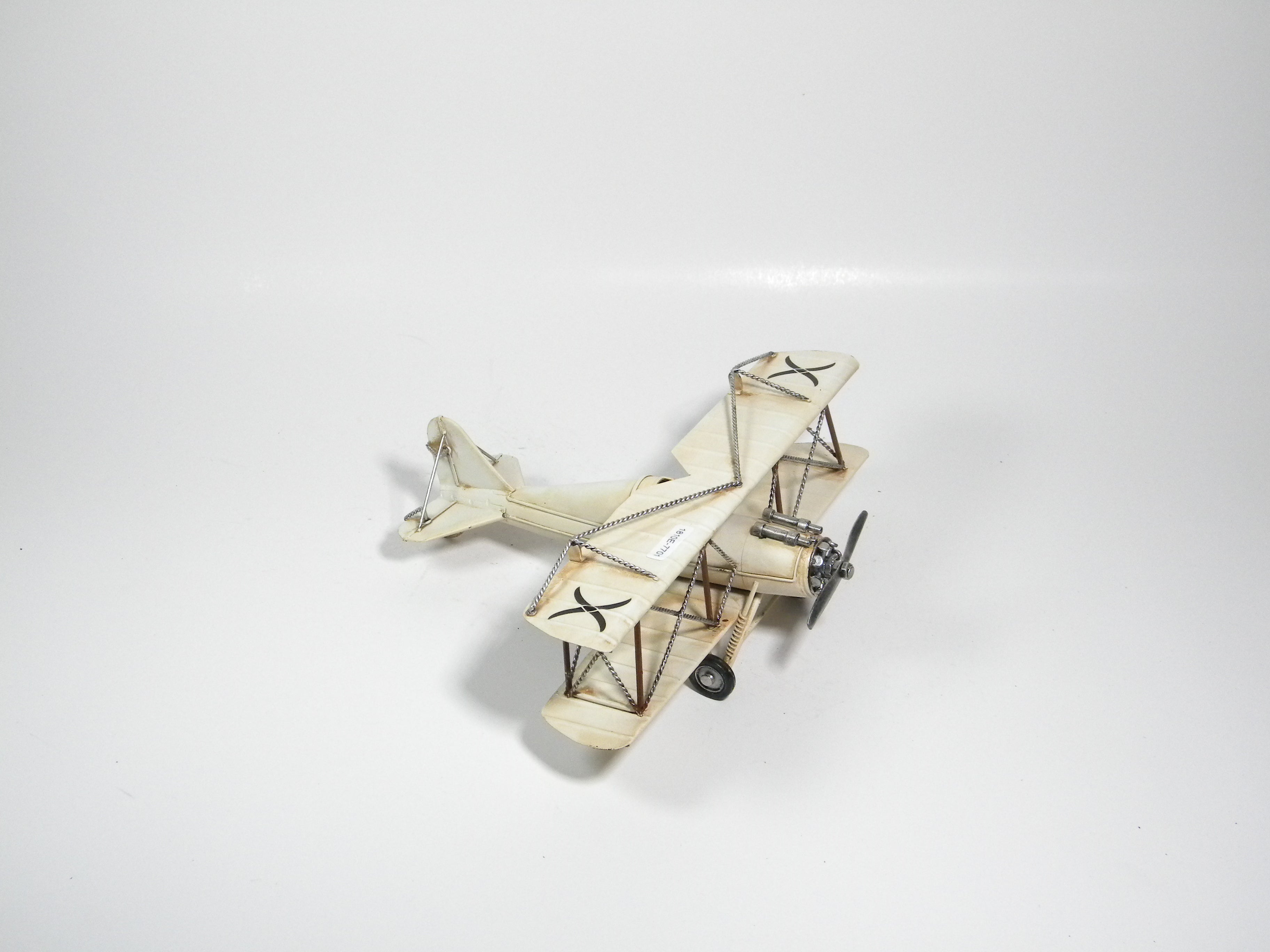 Cream Vintage Biplane – Handcrafted Metal Aircraft Model