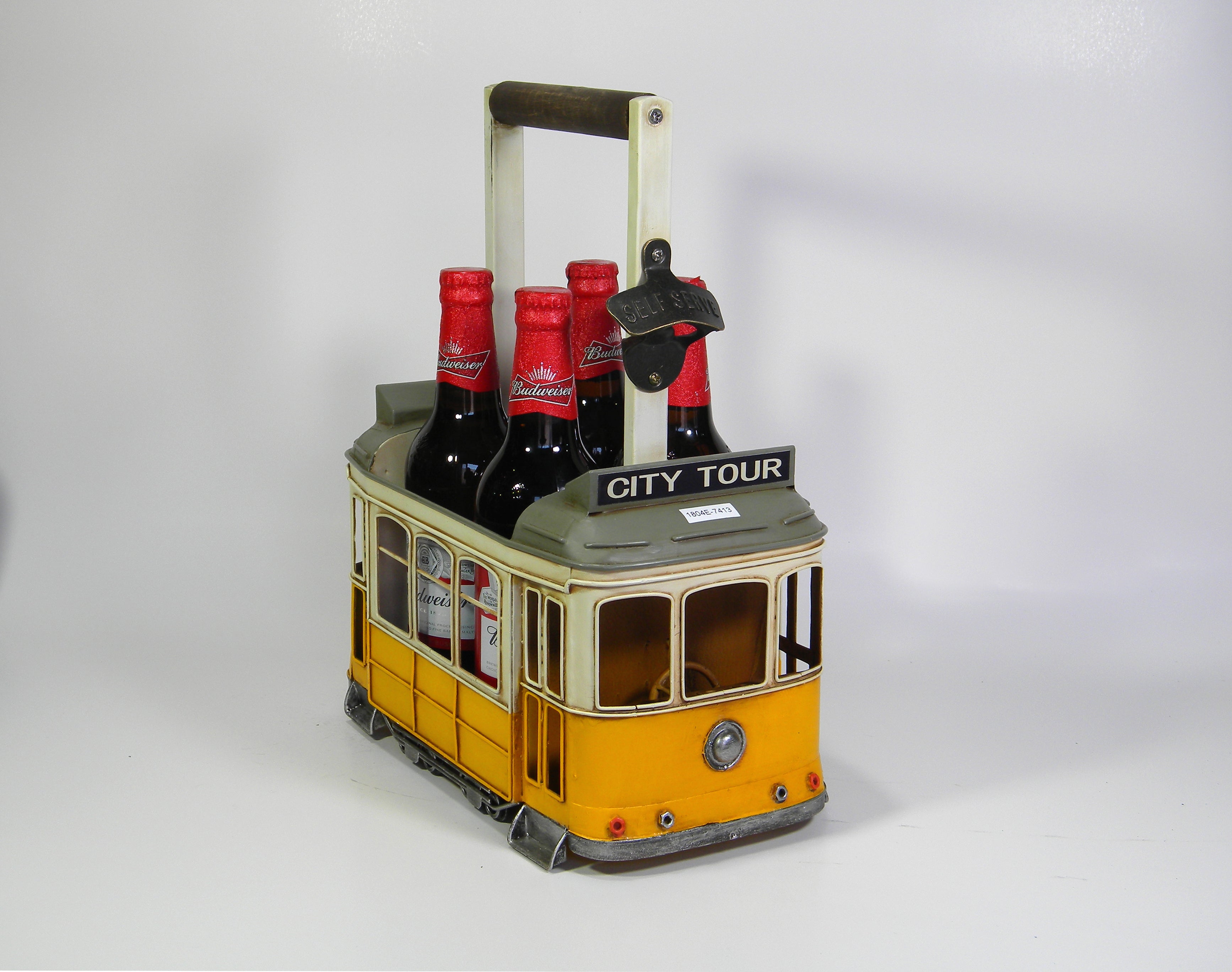 Metal Wine Caddy Yellow Tram Design