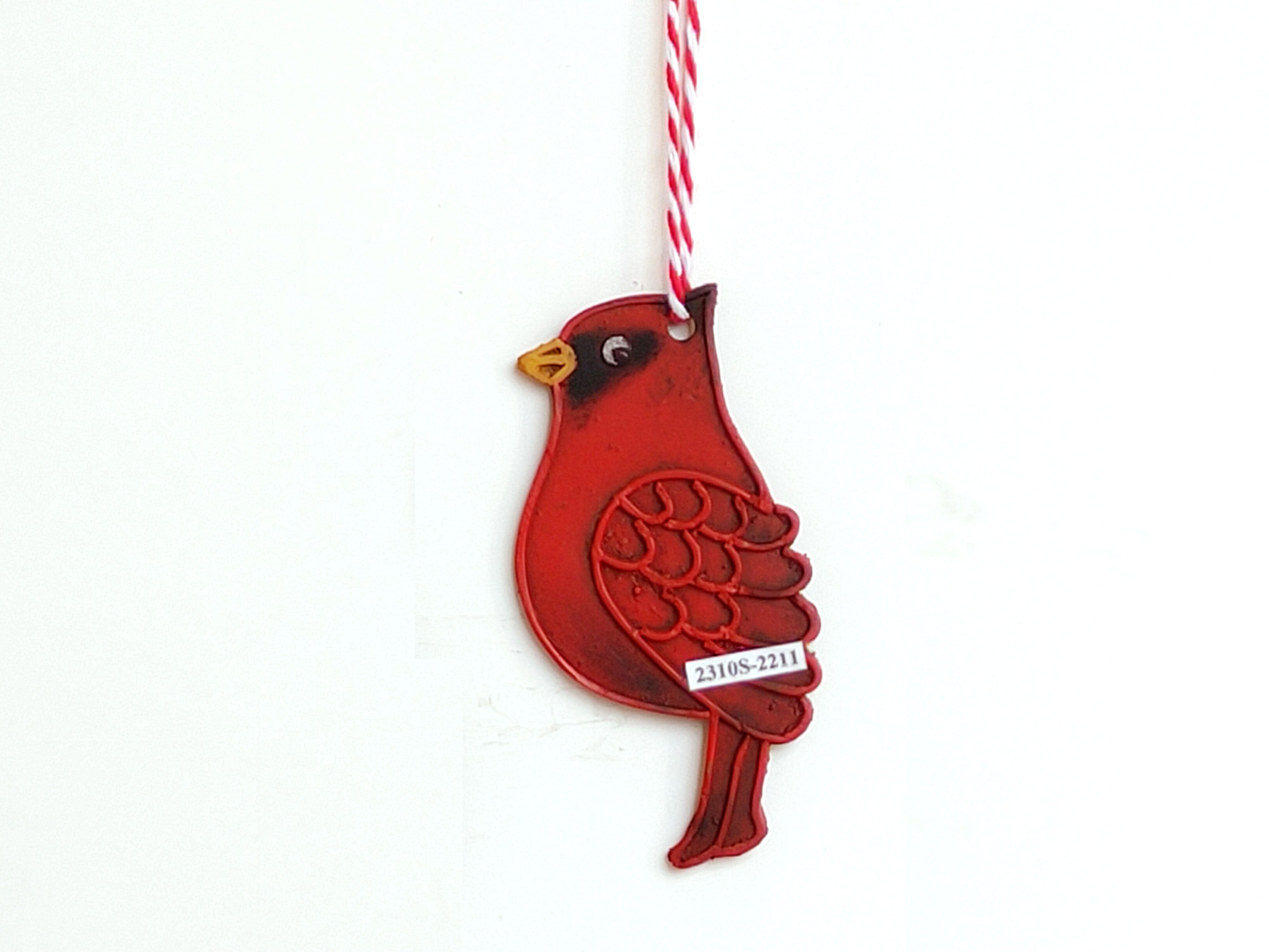 Vintage Metal Bird Christmas Tree Ornament White , Red , & Blue