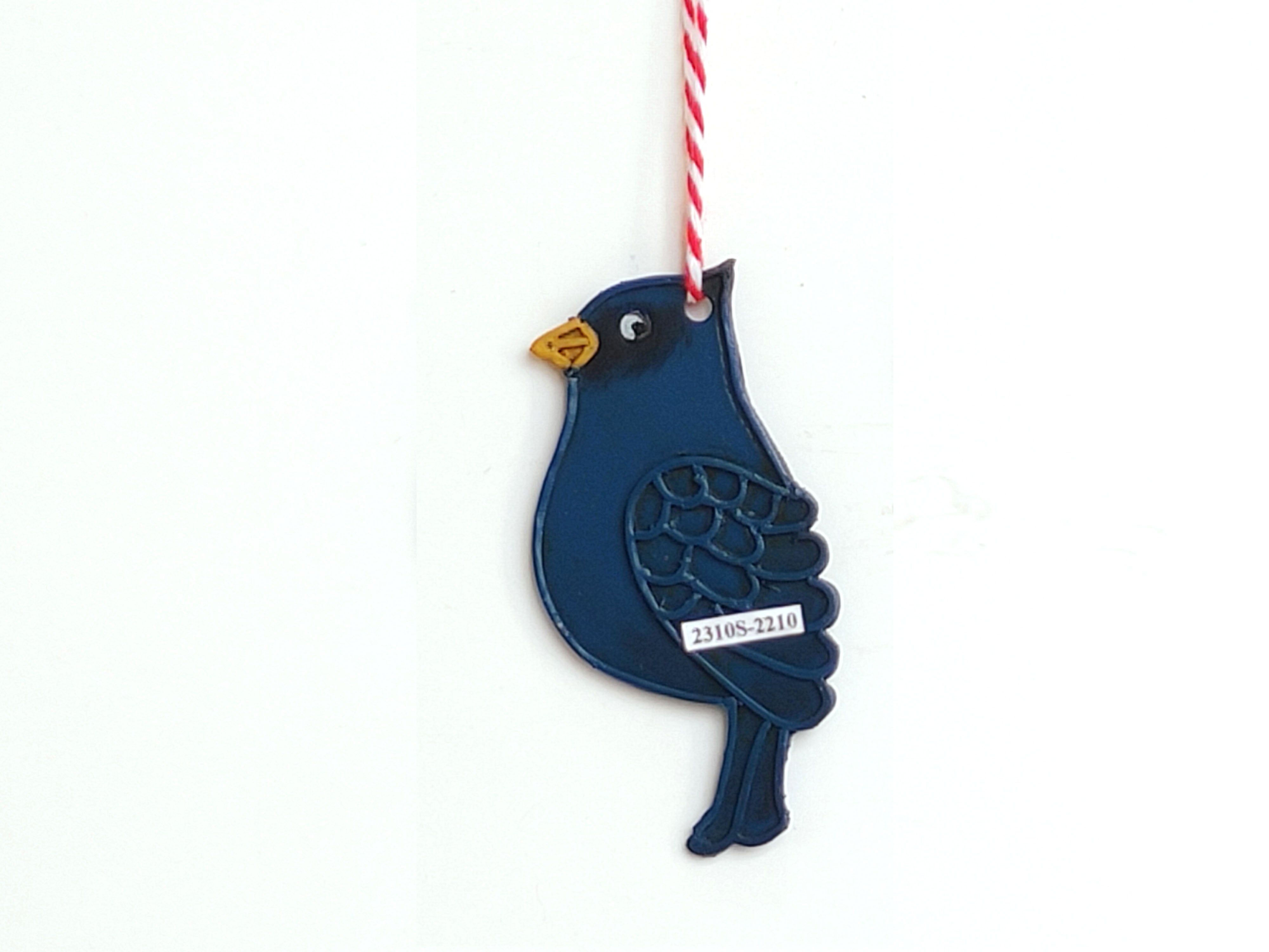 Vintage Metal Bird Christmas Tree Ornament White , Red , & Blue