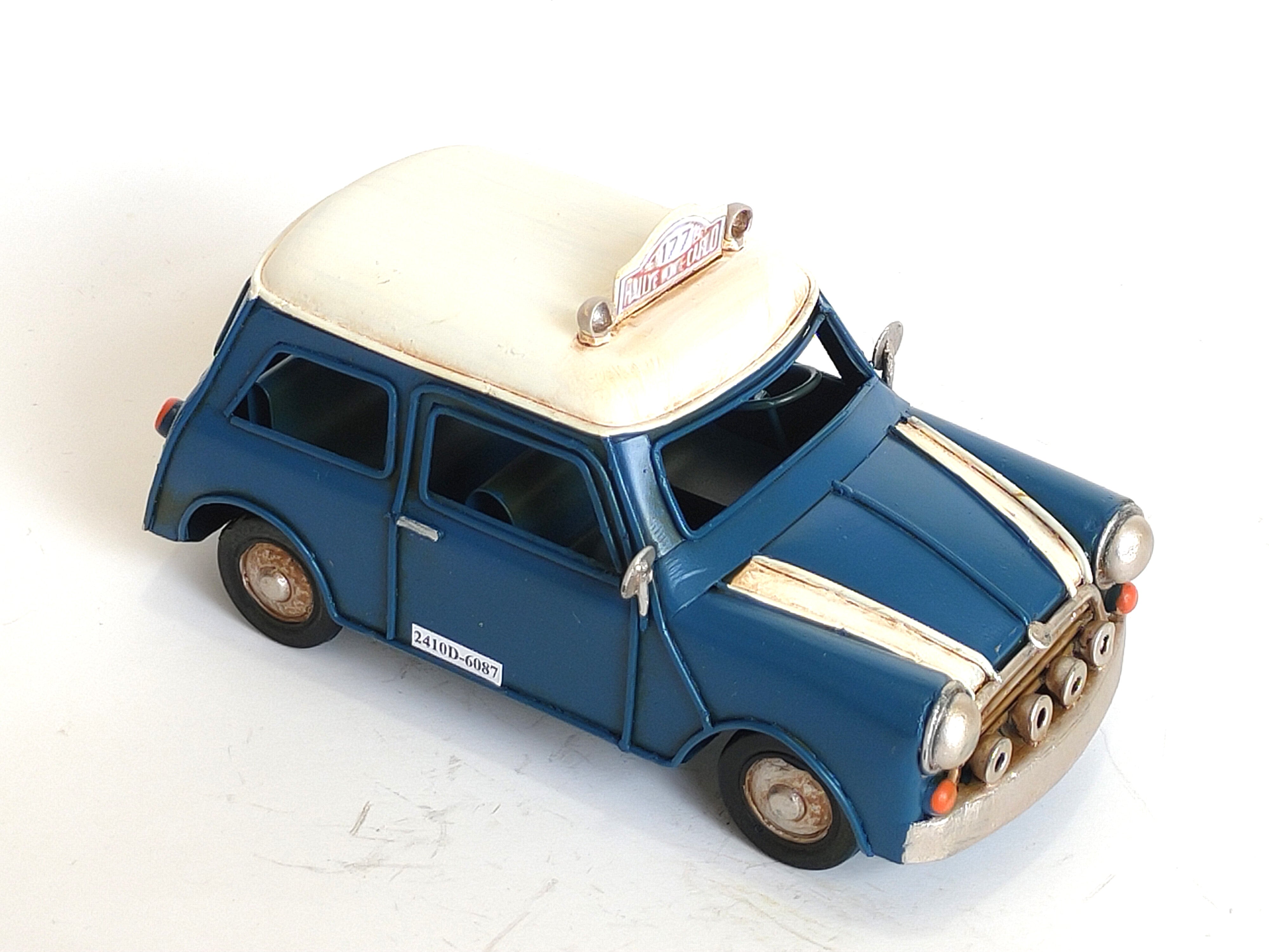 Vintage Metal Classic Mini Cooper Taxi Edition Yellow & Blue