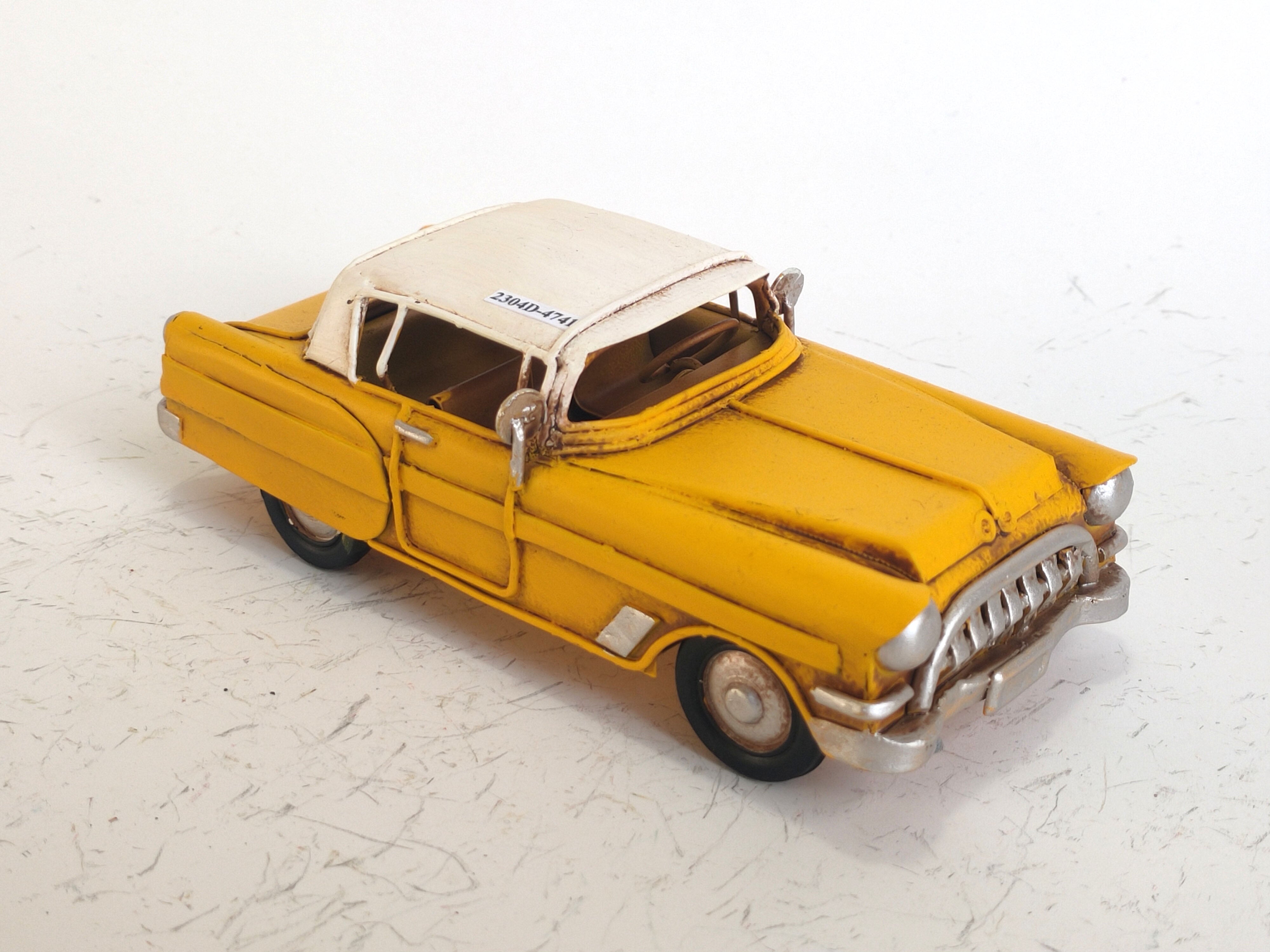 Vintage Metal Classic Sedan Yellow with White top