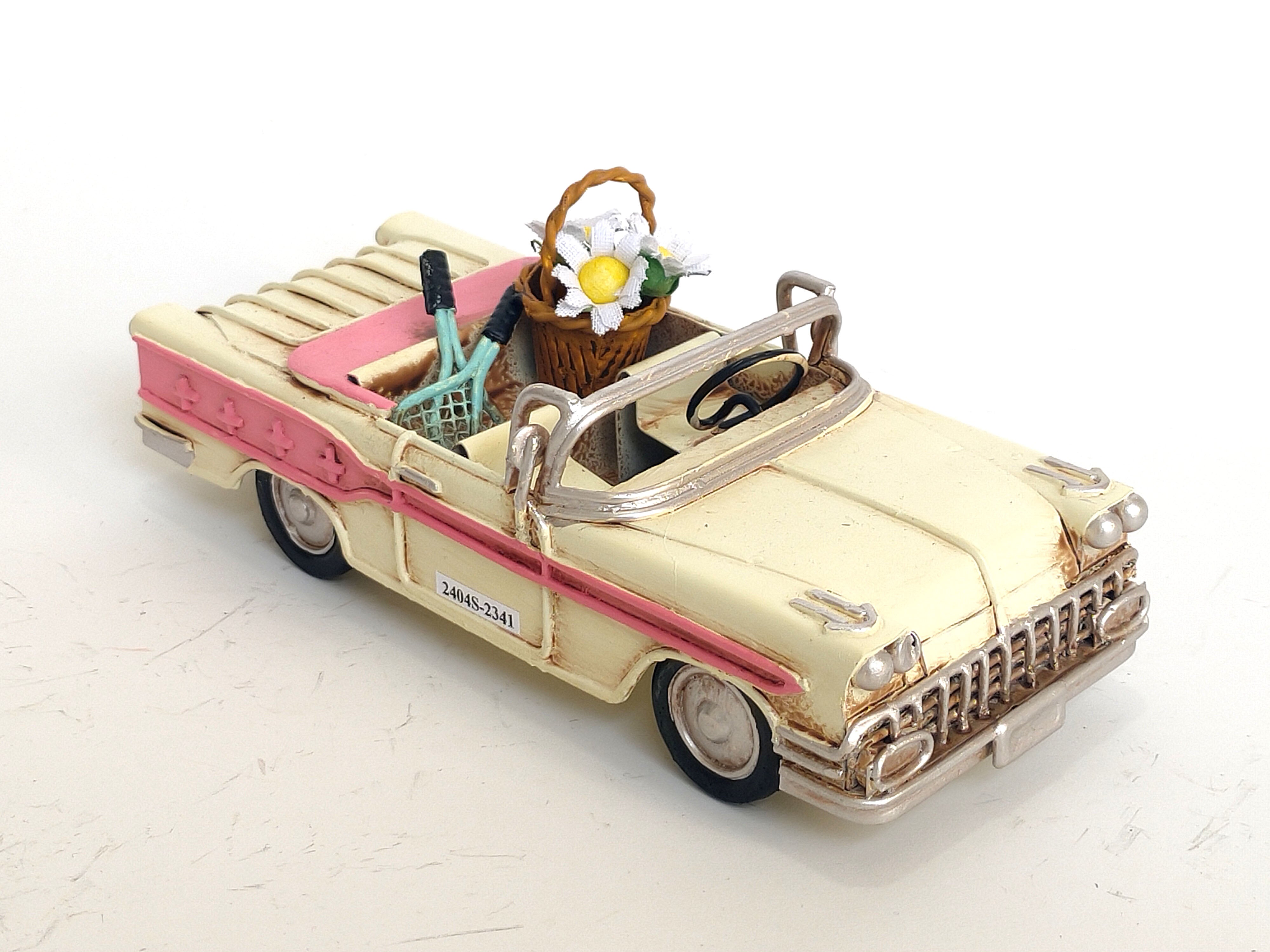 Vintage Metal Convertible with Decorations- Cream