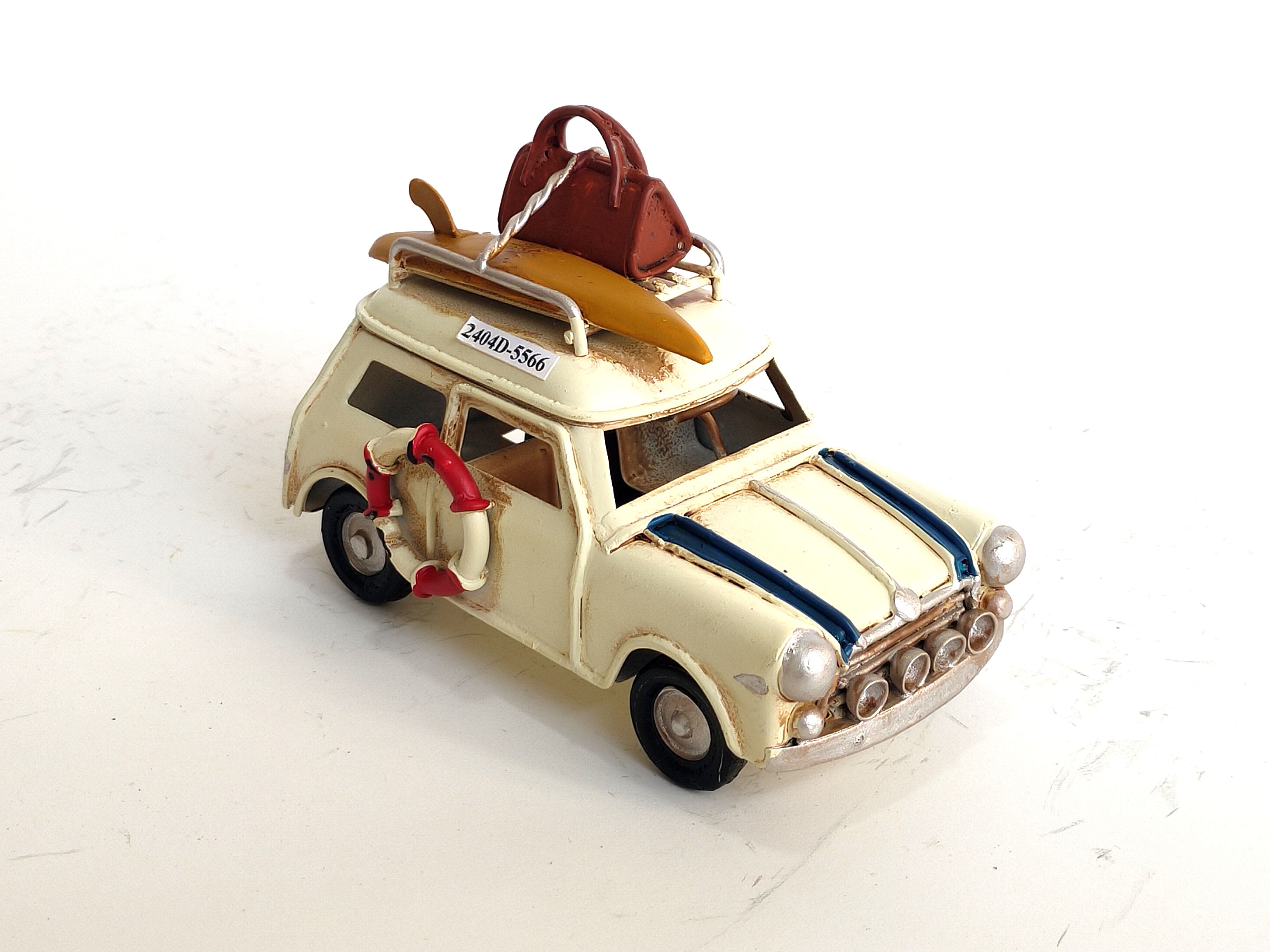 Vintage Metal Mini Cooper Surf Edition Cream & Green