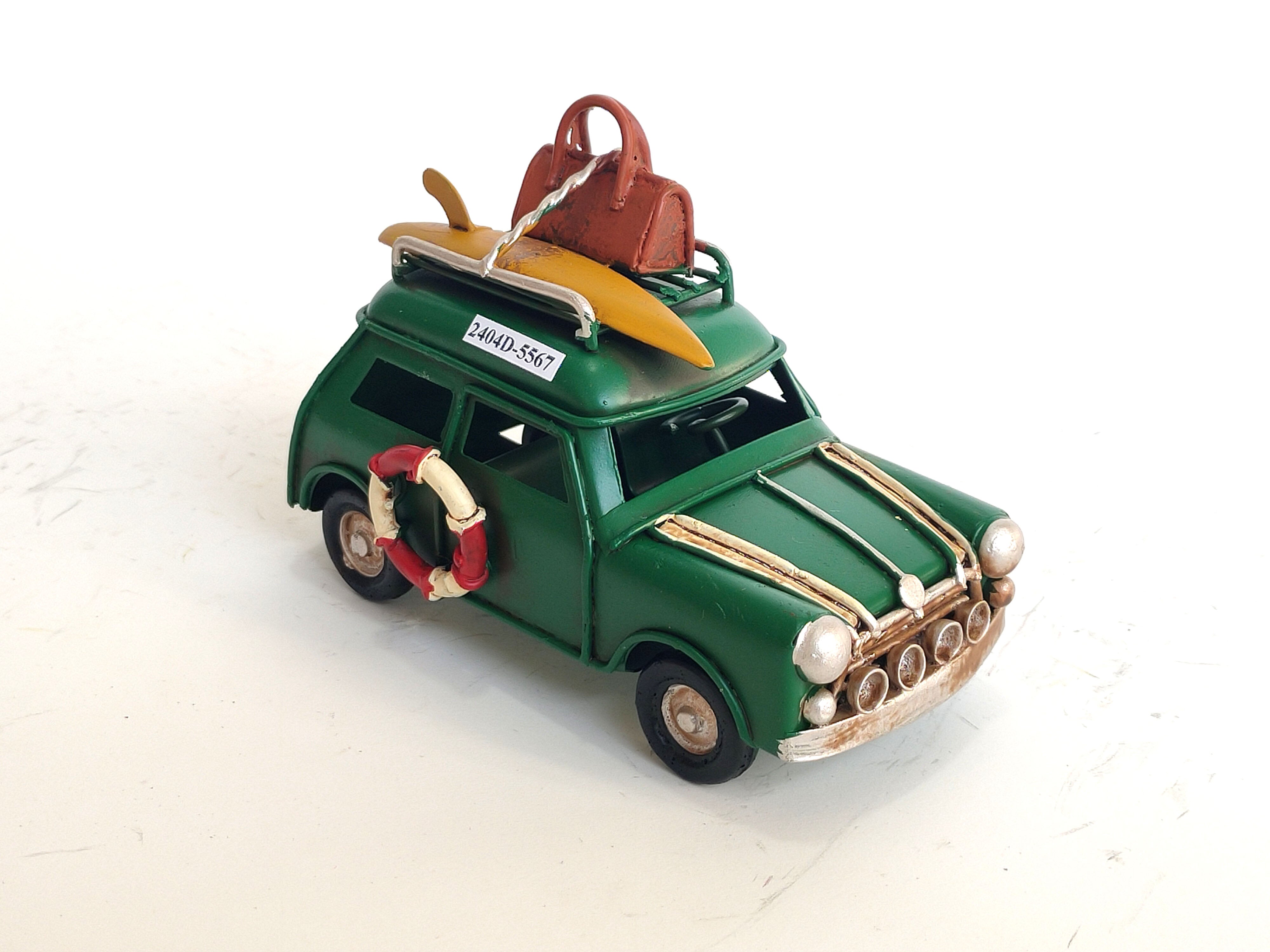 Vintage Metal Mini Cooper Surf Edition Cream & Green