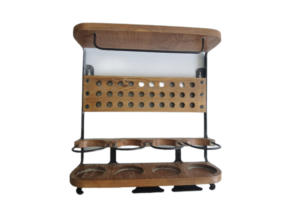 Wall-Mounted Wine Rack & Bar Organizer Wood & Metal