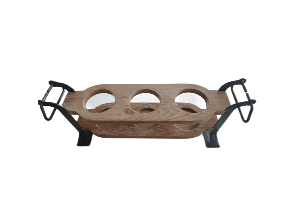 Wooden Utensil Holder with Metal Handles 3 Slot